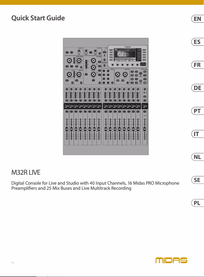 Page n°1 - Guide de démarrage rapide Midas M32R Live