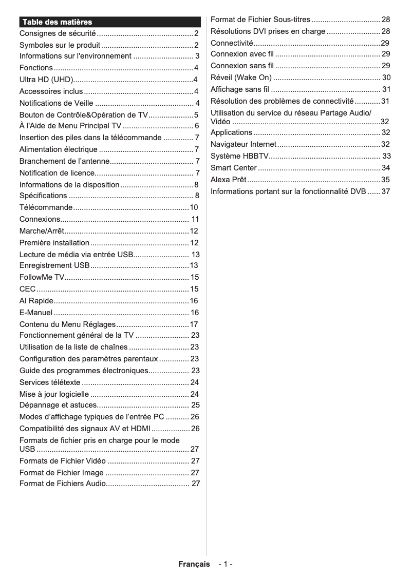 Image de la première page du manuel de l'appareil 55UHS3804