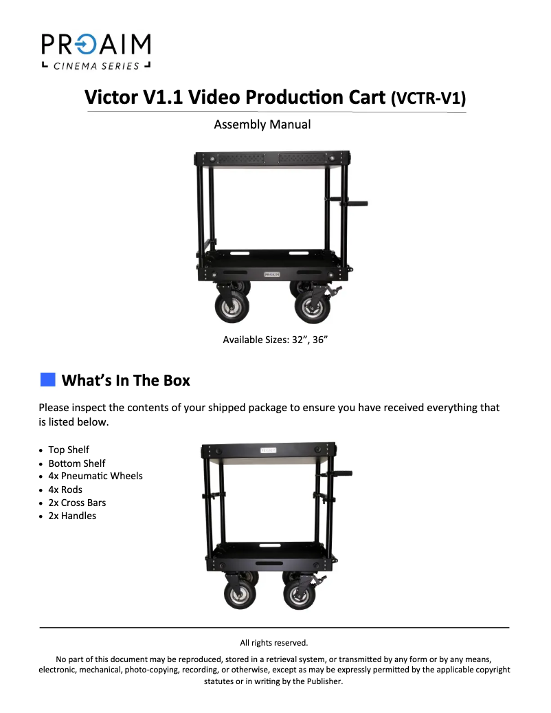 Page 1 de la notice Manuel utilisateur Proaim VCTR-V1-32