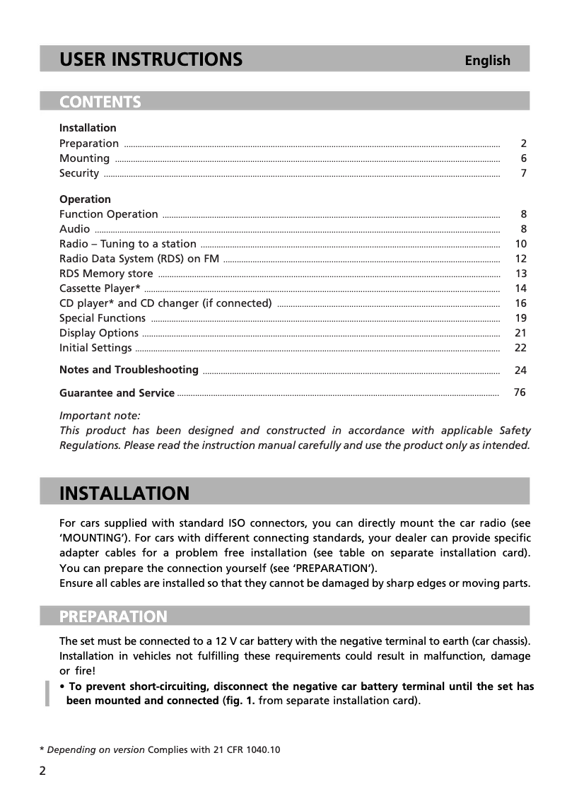 Página 1 del manual Manual de usuario Lenco CR-3300