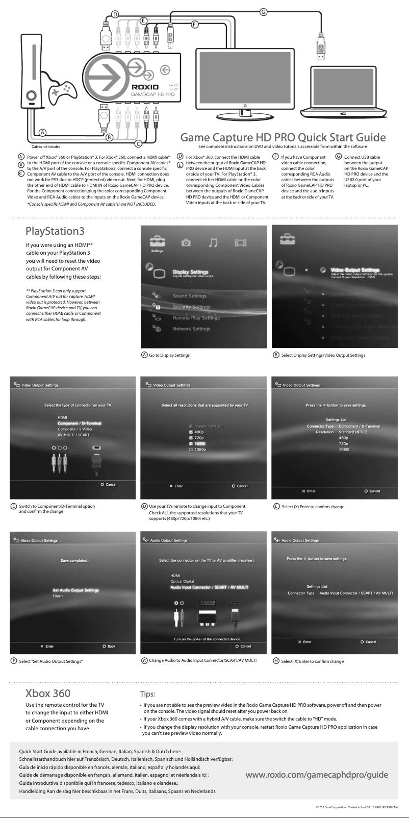 Page 1 de la notice Manuel utilisateur Corel Roxio Game Capture HD Pro