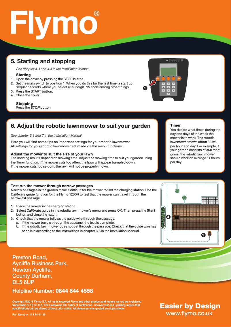 Page 1 de la notice Guide de démarrage rapide Flymo 1200R