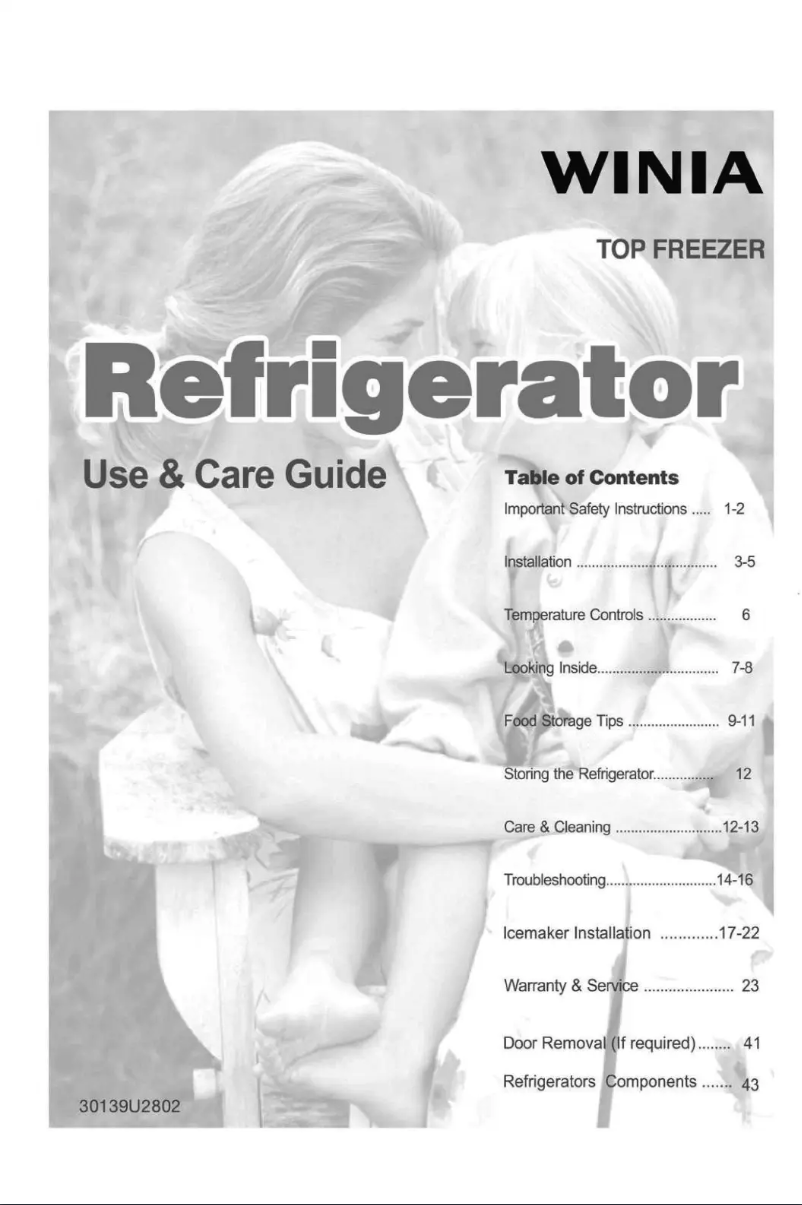 Page n°1 - Manuel utilisateur Winia WRTG18HBSCD