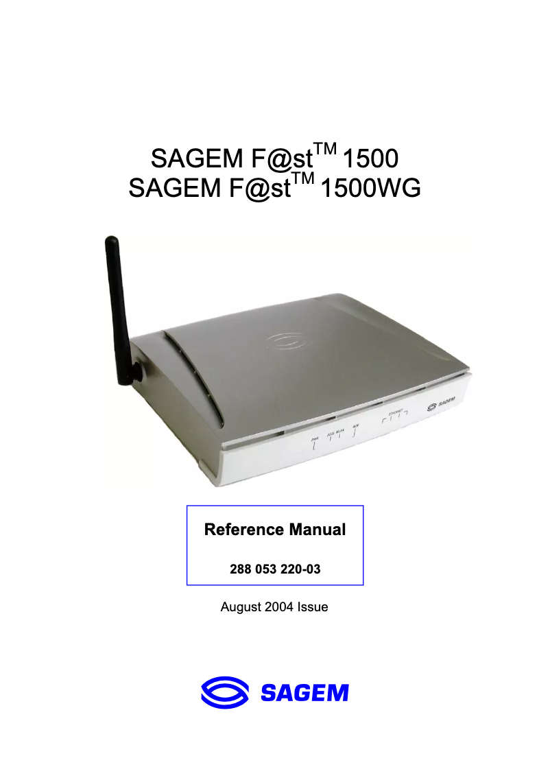 Page n°1 - Manuel utilisateur Sagem Fast 1500WG