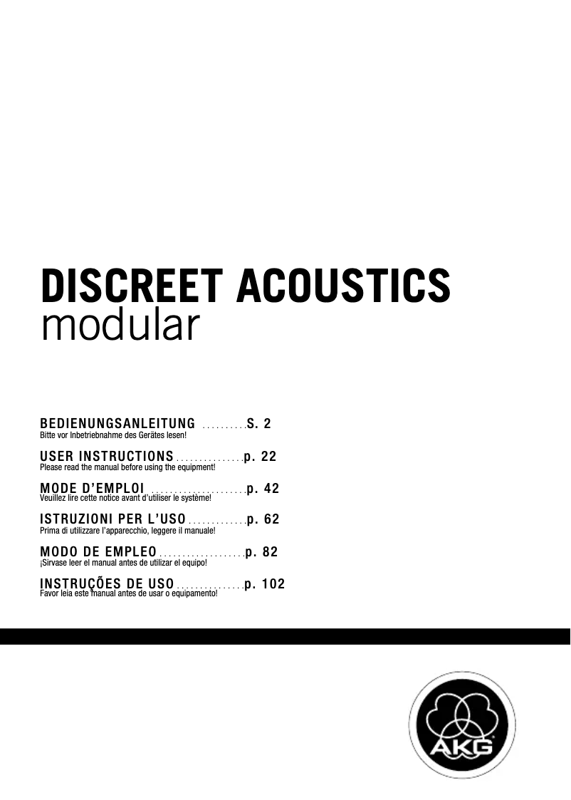 Page n°1 - Manuel utilisateur AKG CK33