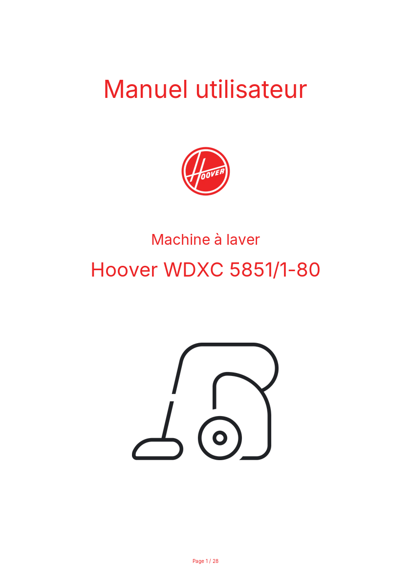 Page n°1 - Manuel utilisateur Hoover WDXC 5851/1-80
