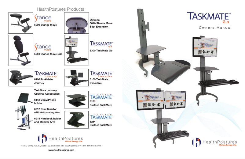 Page 1 de la notice Manuel utilisateur HealthPostures TaskMate Go 6300