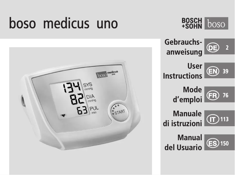 Page n°1 - Manuel utilisateur Boso Medicus Uno