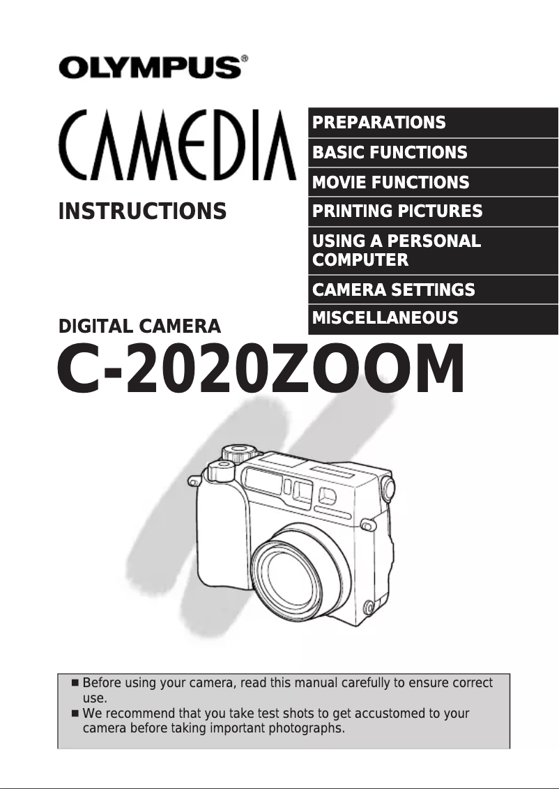 Page 1 de la notice Manuel utilisateur Olympus C-2020