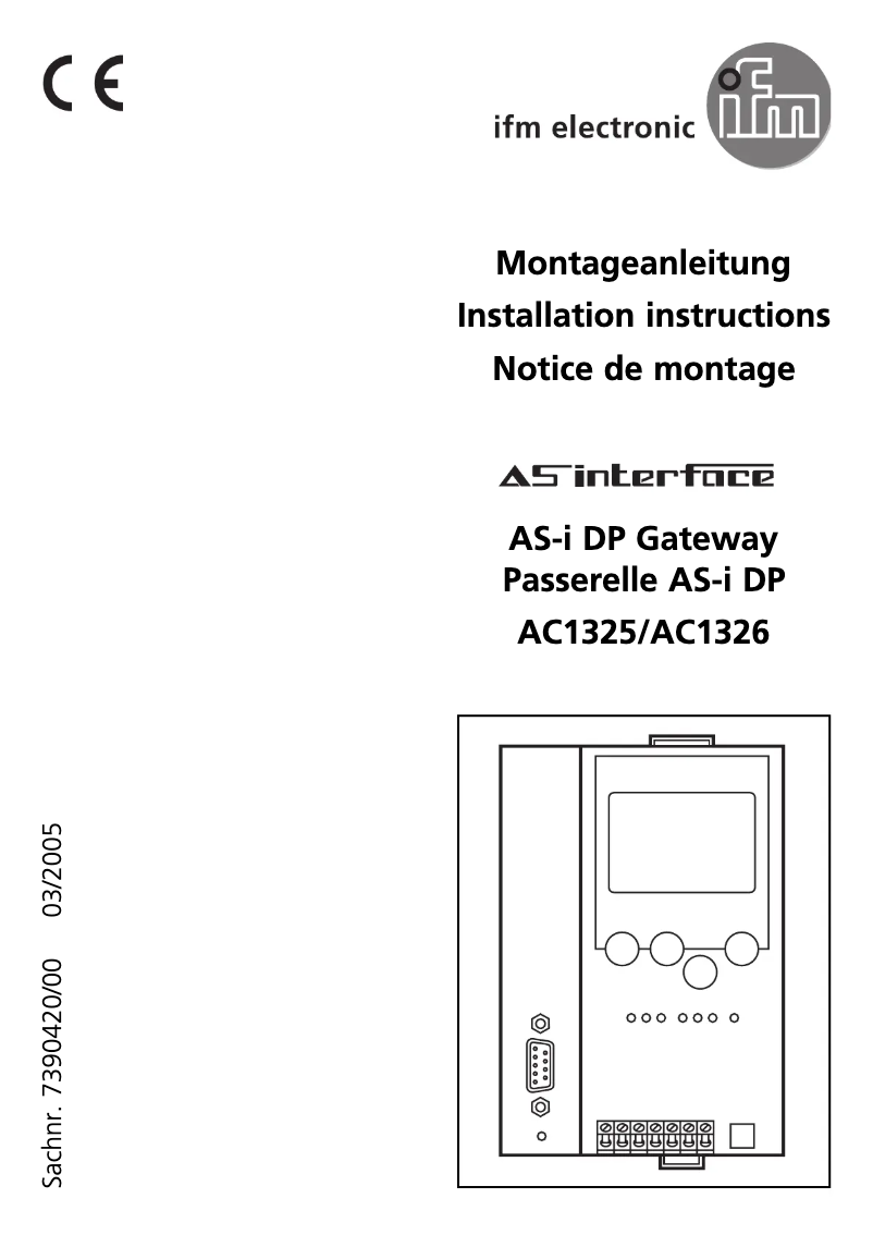 Page 1 de la notice Manuel utilisateur IFM AC1326