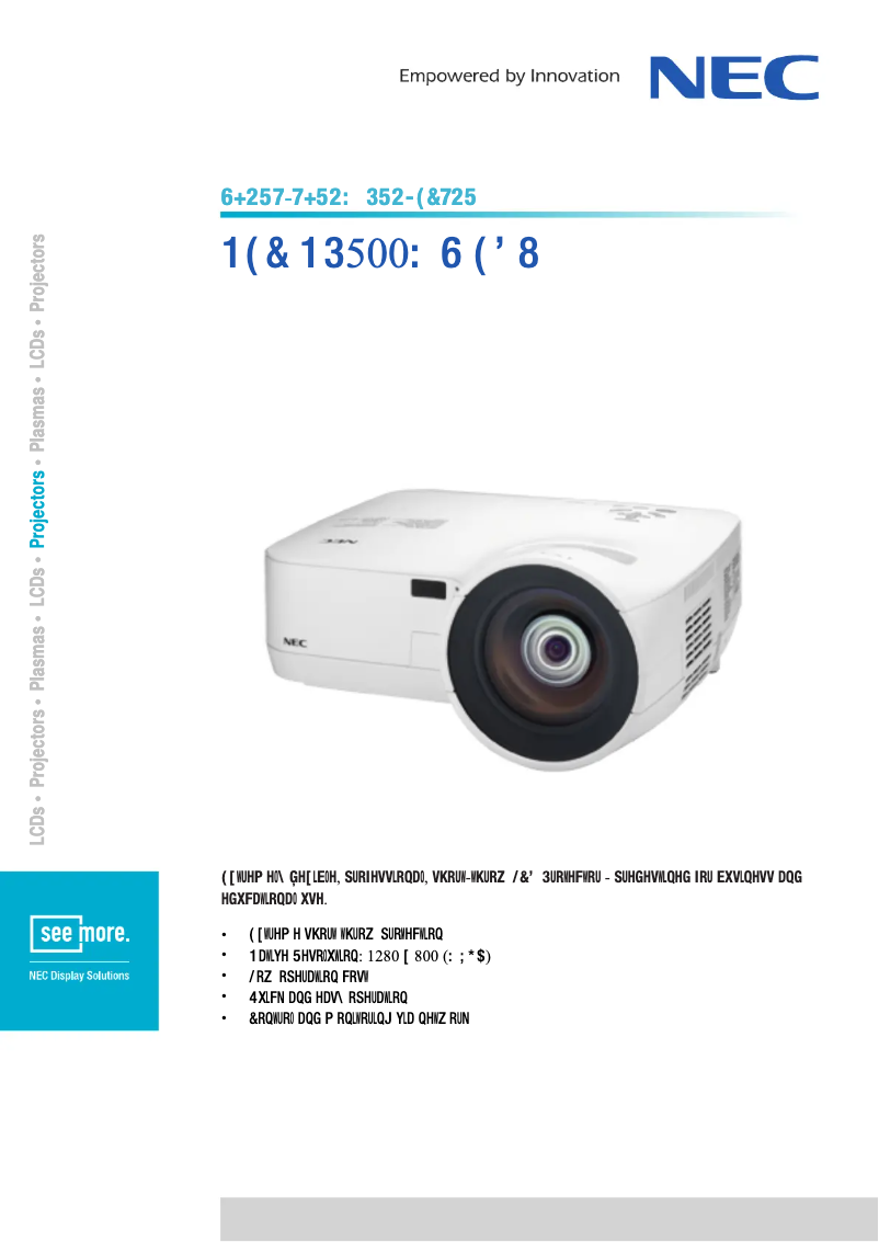 Page 1 de la notice Fiche technique NEC NP500WS