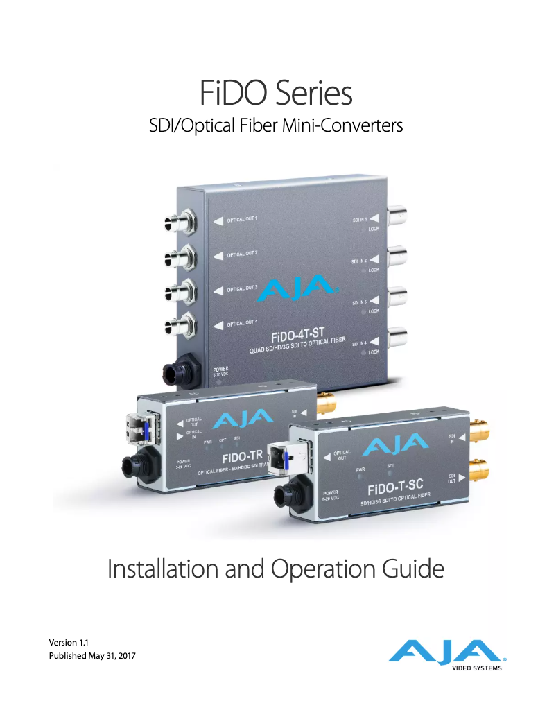 Page 1 de la notice Manuel utilisateur AJA FIDO-4T-X