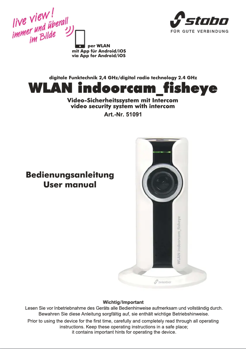 Page 1 de la notice Manuel utilisateur Stabo WLAN Indoorcam Fisheye 51091