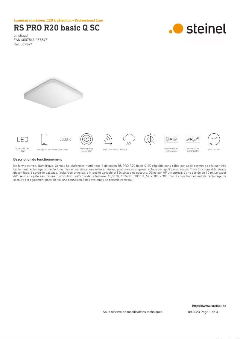 Image de la première page du manuel de l'appareil RS PRO R20 Basic Q SC
