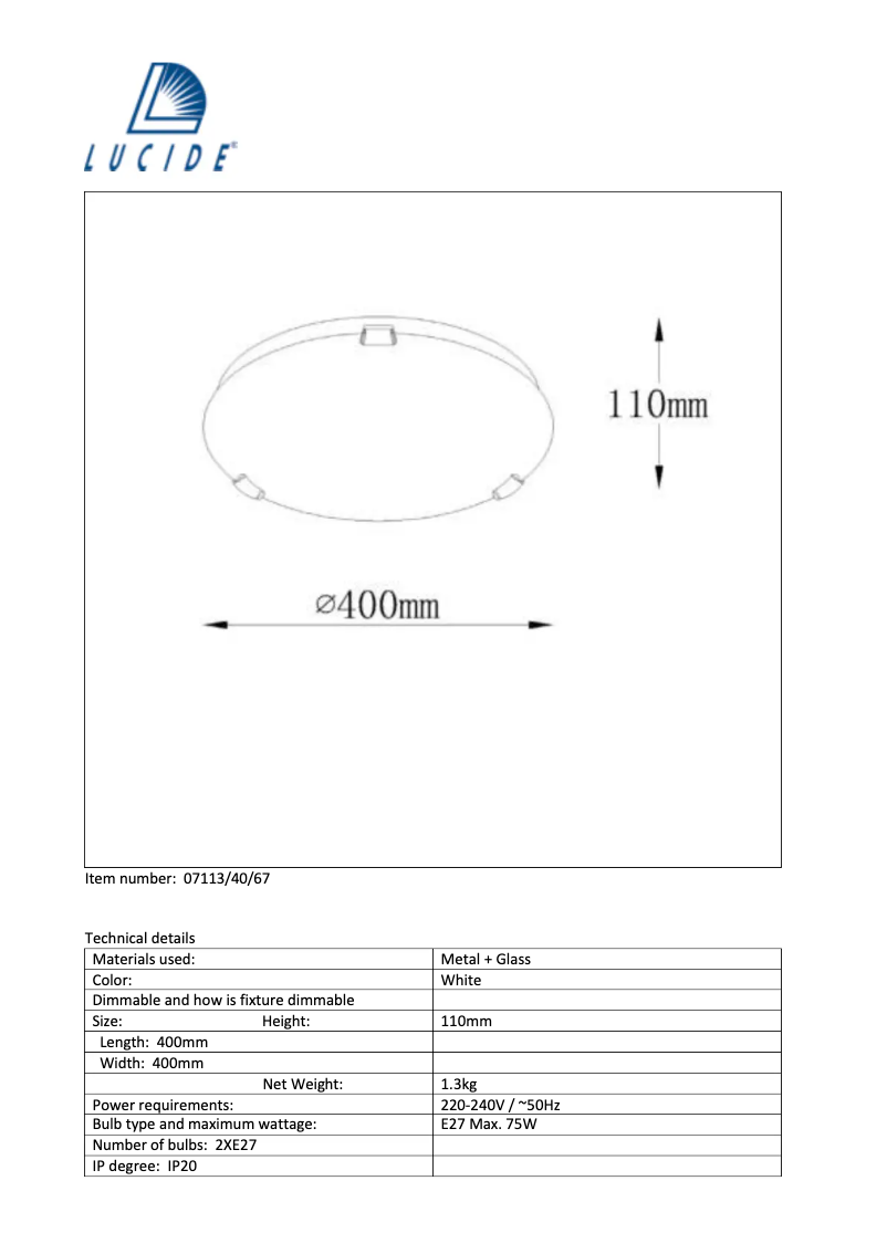Page n°1 - Manuel utilisateur Lucide Albastro