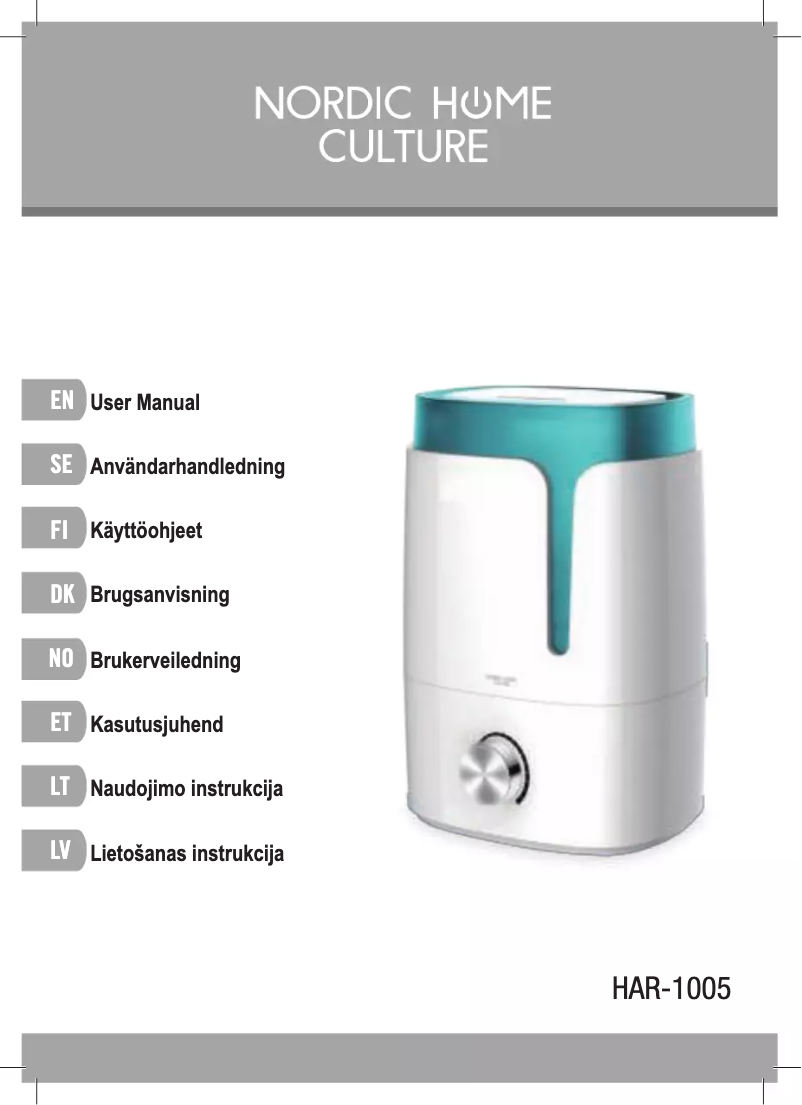 Page 1 de la notice Manuel utilisateur Nordic Home Culture HAR-1005