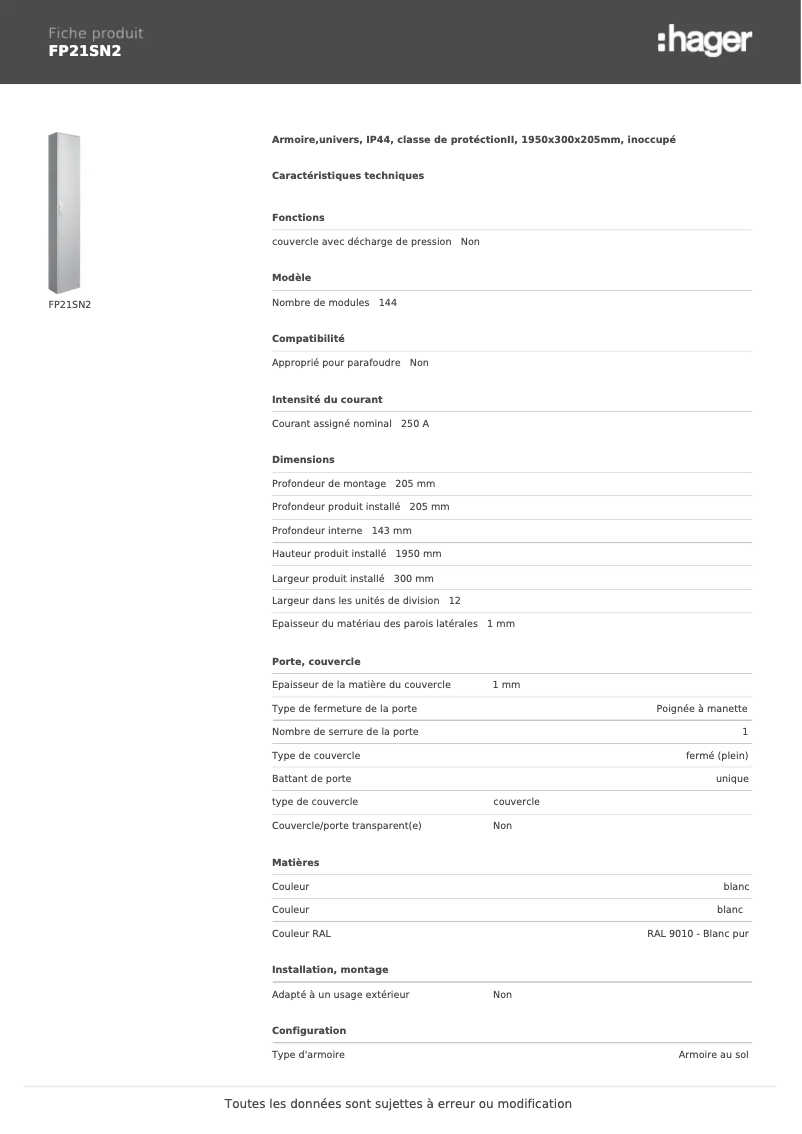 Image de la première page du manuel de l'appareil FP21SN2
