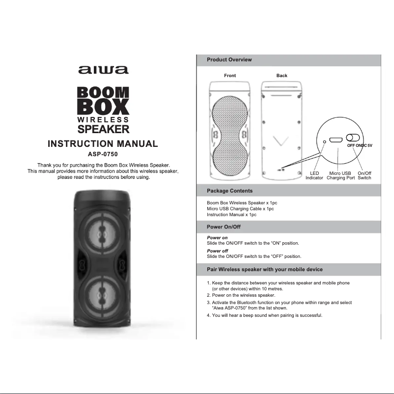 Page 1 of the manual User Manual Aiwa ASP-0750