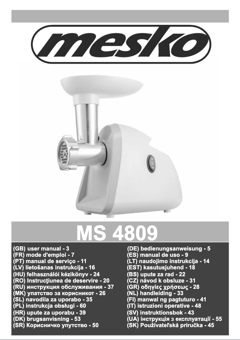 Page n°1 - Manuel utilisateur Mesko MS 4809