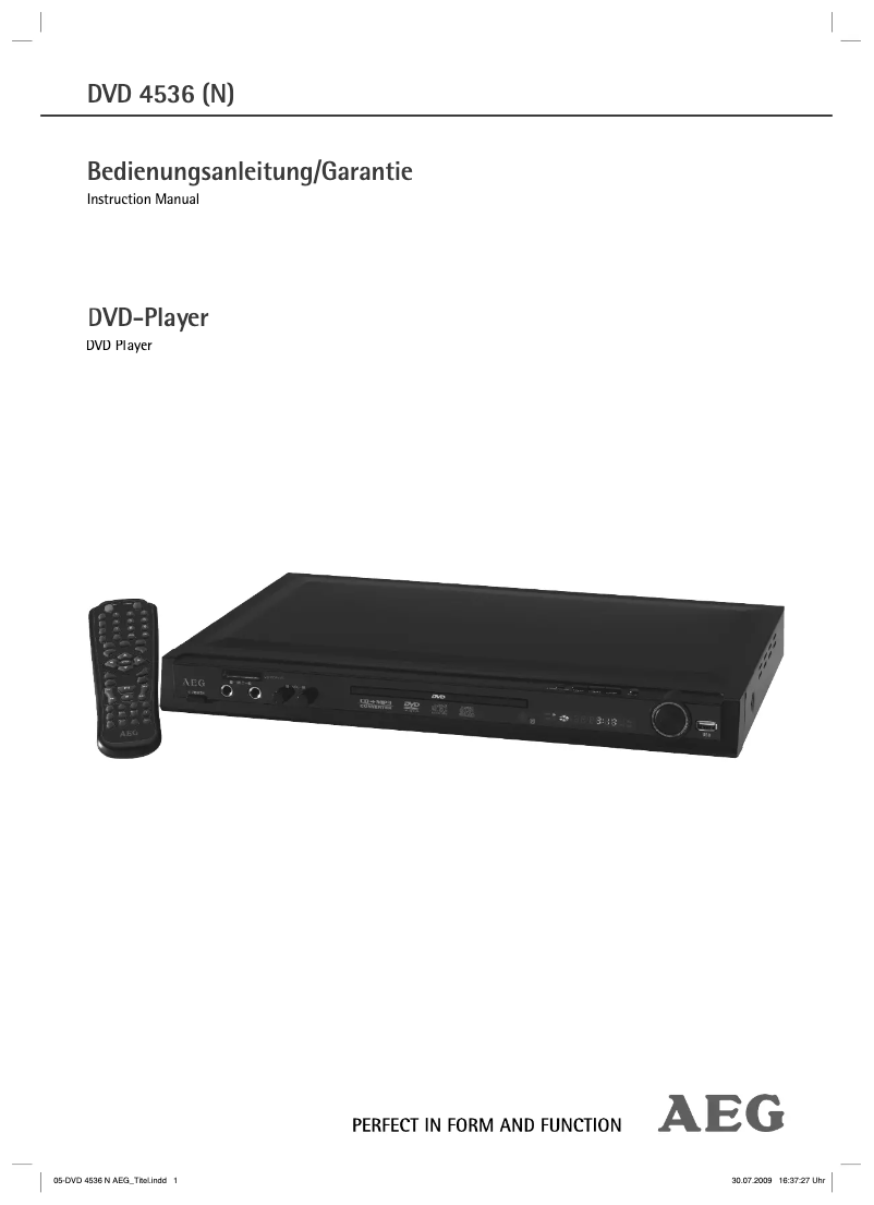 Page n°1 - Manuel utilisateur AEG DVD 4536