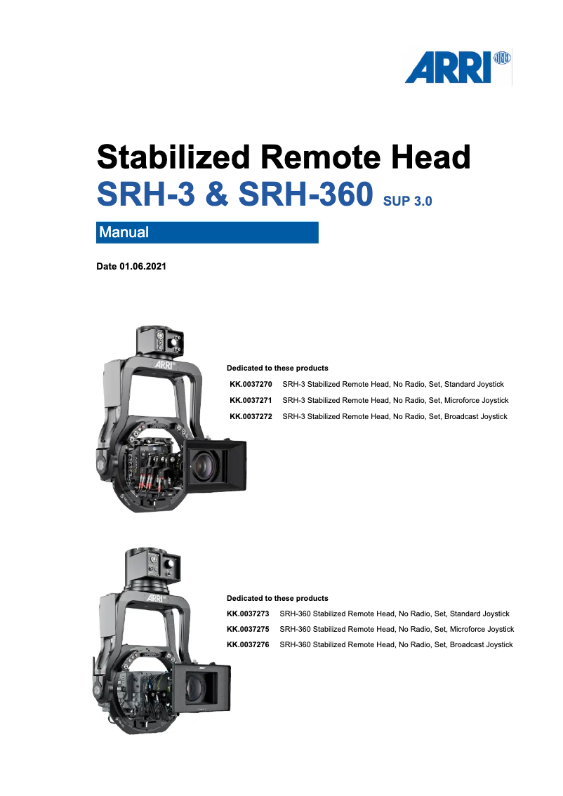 Page 1 de la notice Manuel utilisateur ARRI SRH-360