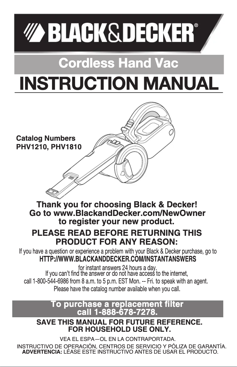Page n°1 - Manuel utilisateur Black & Decker PHV1210