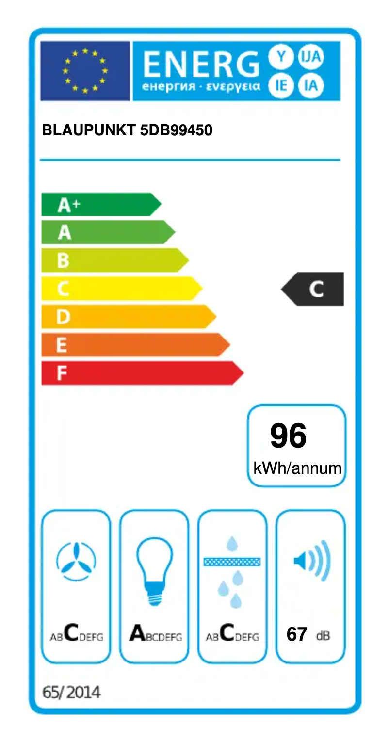 Page n°1 - Label énergétique Blaupunkt 5DB99450