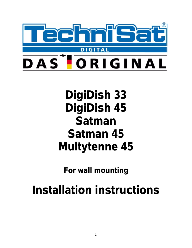 Page 1 de la notice Manuel utilisateur TechniSat Satman