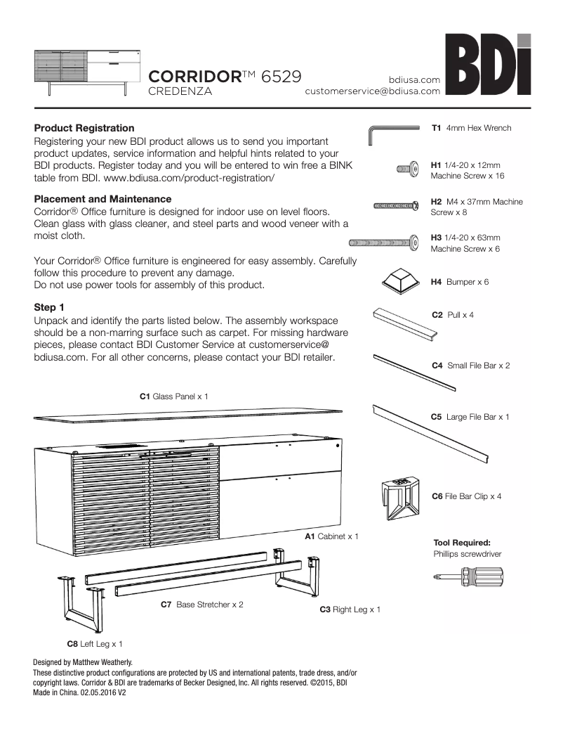 Page 1 de la notice Manuel utilisateur BDI Corridor 6529