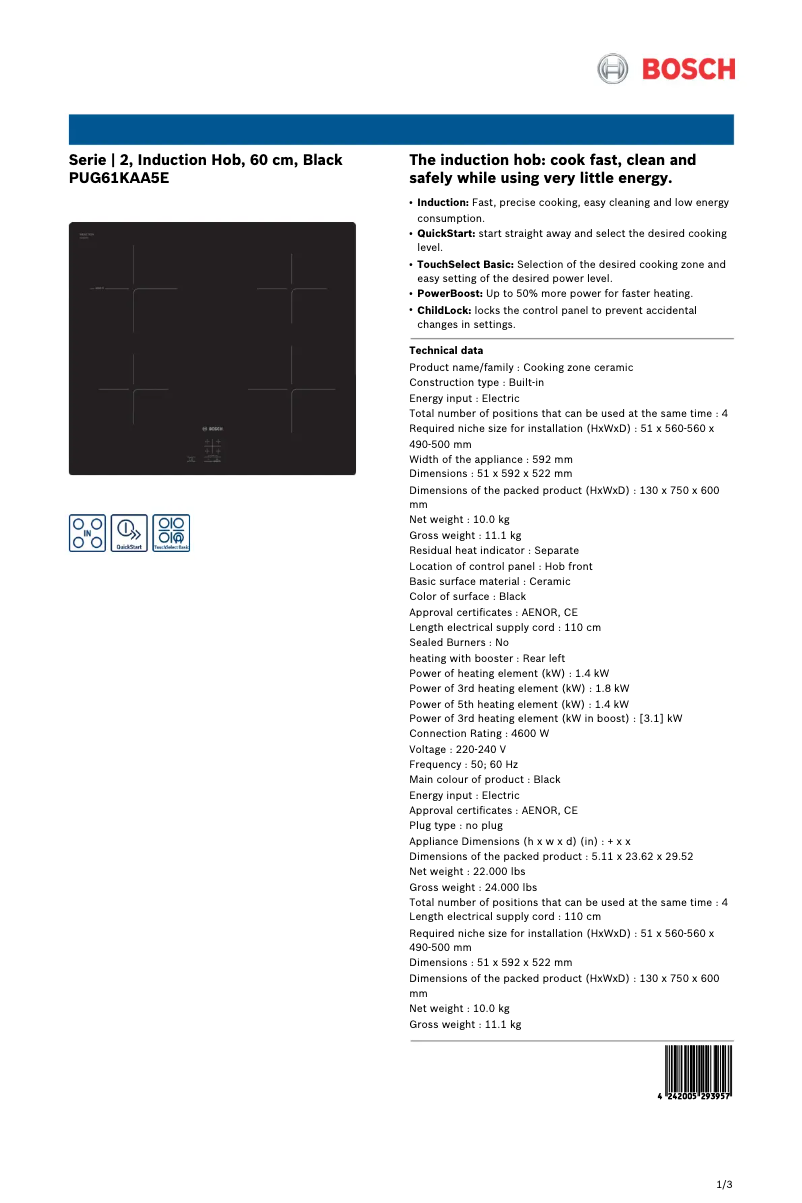 Image de la première page du manuel de l'appareil PUG61KAA5E