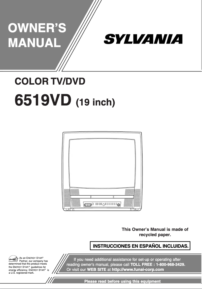 Page n°1 - Manuel utilisateur Sylvania 6519VD