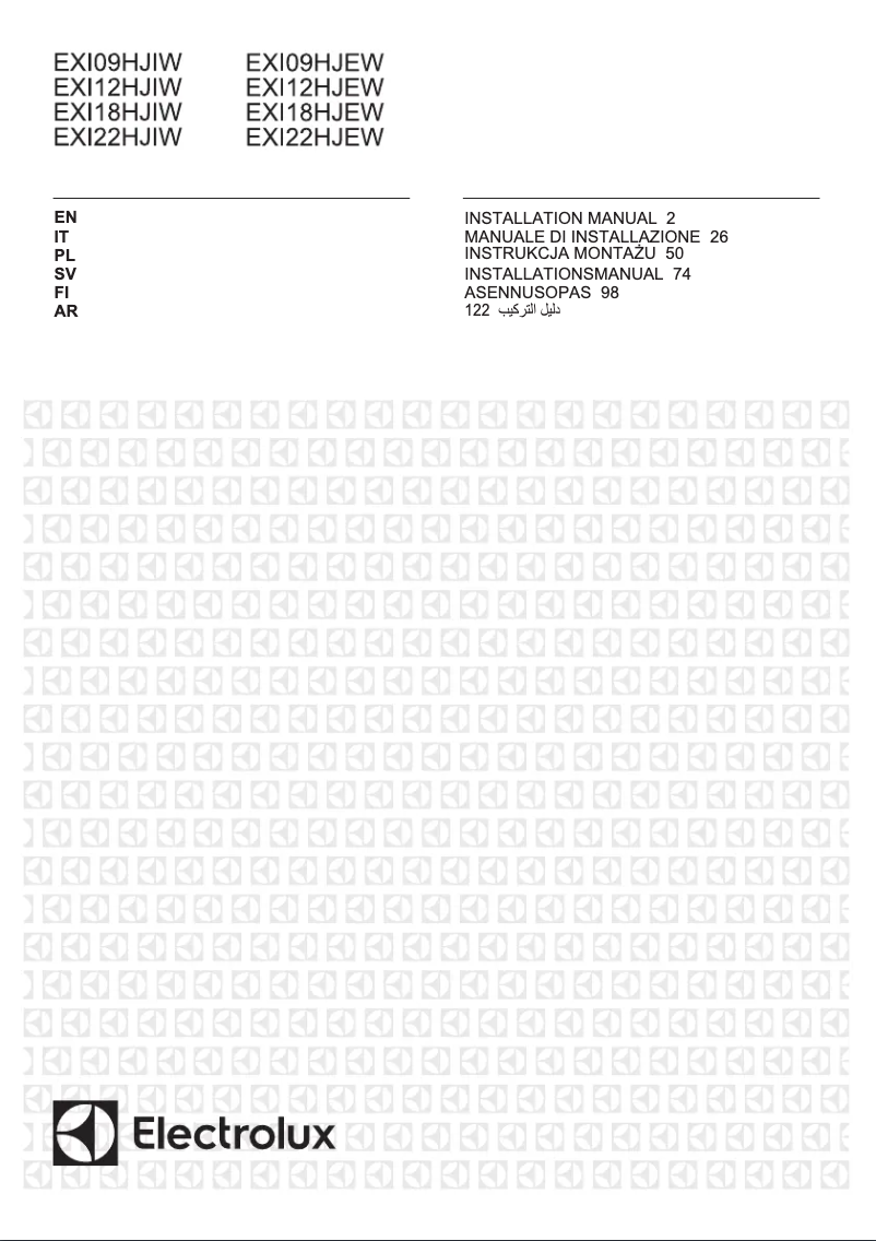 Page 1 de la notice Guide d'installation Electrolux EXI18HJEWI