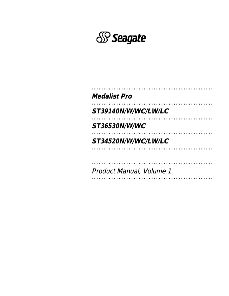 Page 1 de la notice Manuel utilisateur Seagate Medalist Pro ST39140N