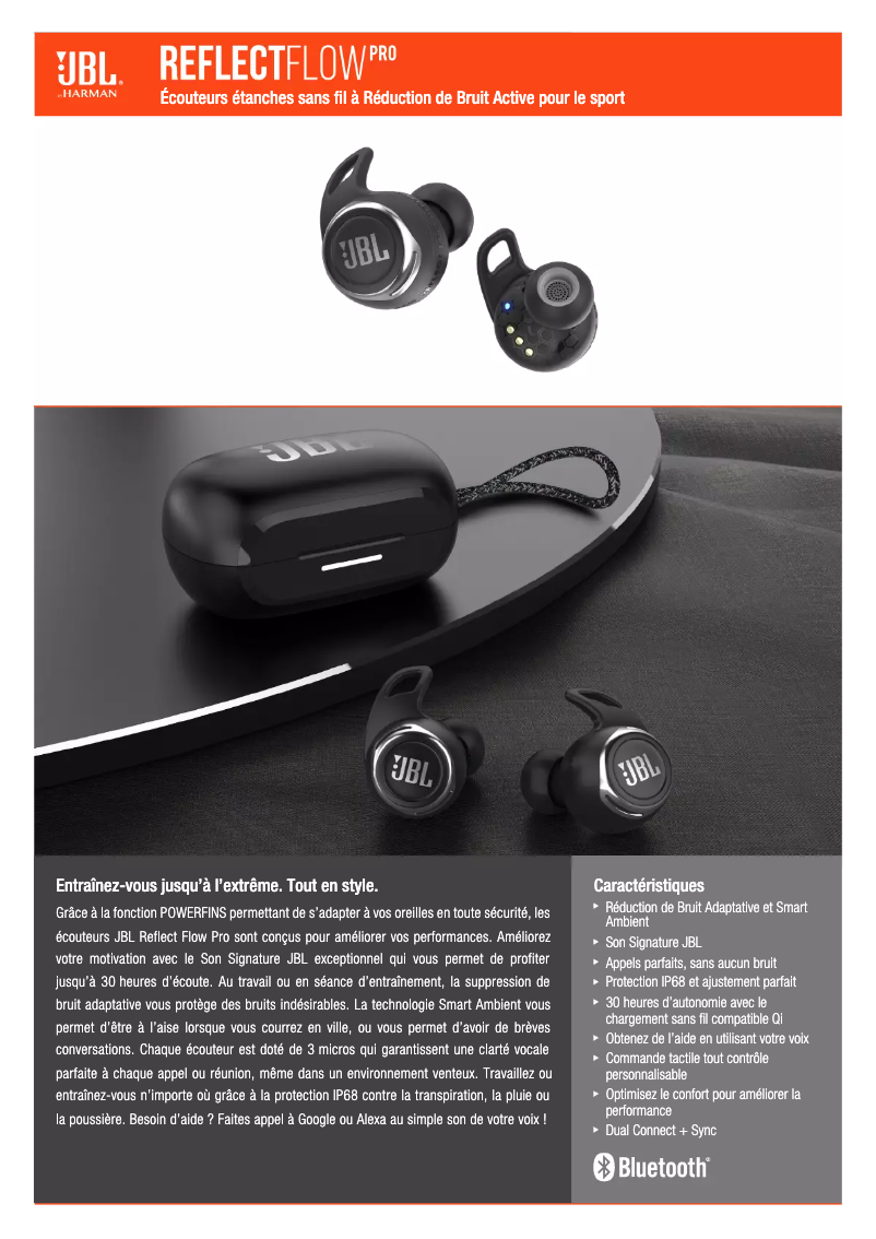 Page 1 de la notice Fiche technique JBL Reflect Flow Pro
