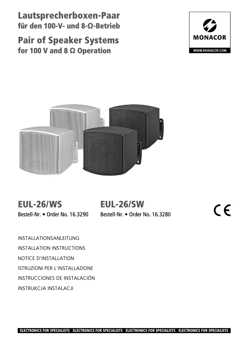 Página 1 del manual Manual de usuario Monacor EUL-26/WS