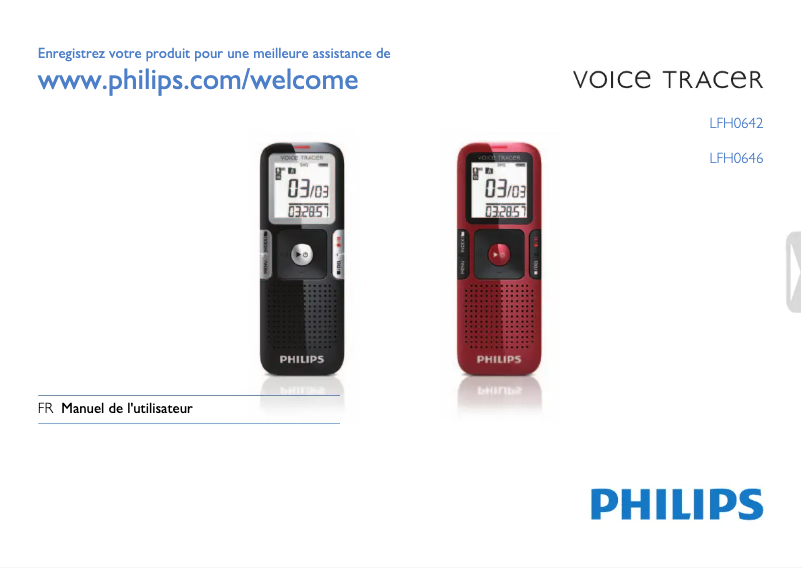 Page 1 de la notice Manuel utilisateur Philips Voice Tracer LFH0642