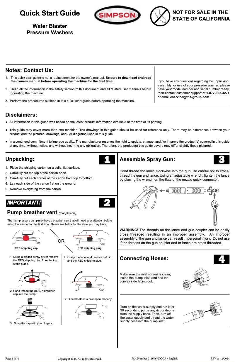 Page n°1 - Guide de démarrage rapide Simpson WB60824-S