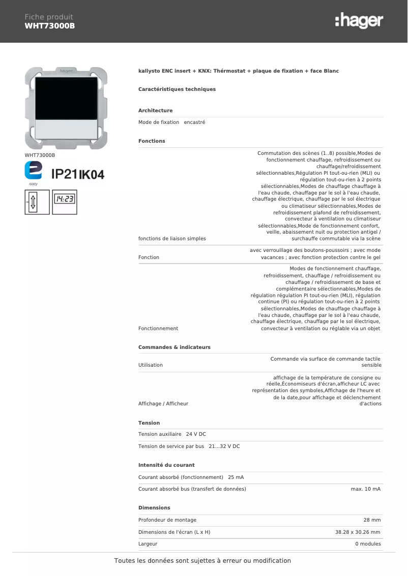 Image de la première page du manuel de l'appareil WHT73000B