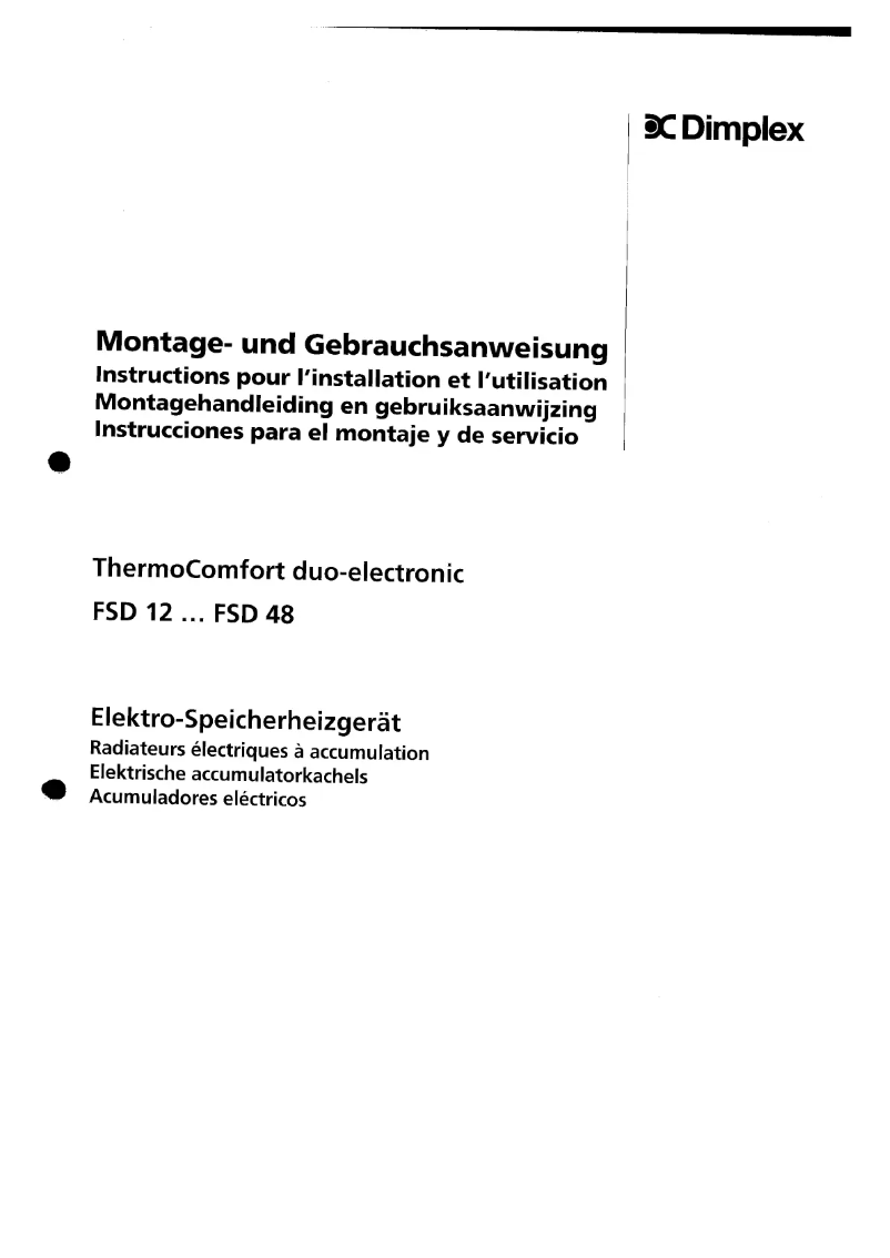 Page 1 de la notice Manuel utilisateur Dimplex FSD12