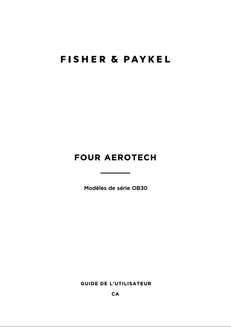 Page 1 de la notice Manuel utilisateur Fisher & Paykel OB30DTEPX3_N