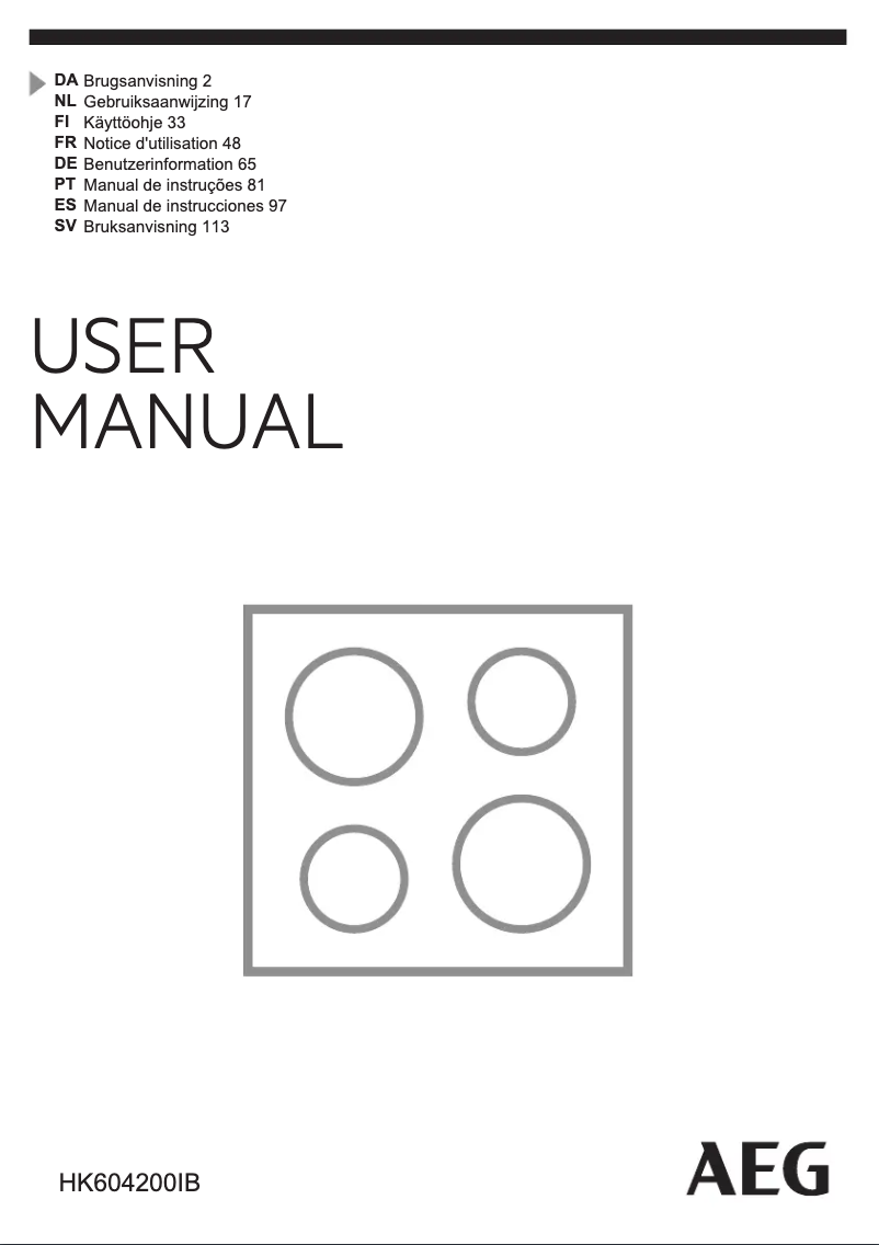 Page n°1 - Manuel utilisateur AEG HK604200IB