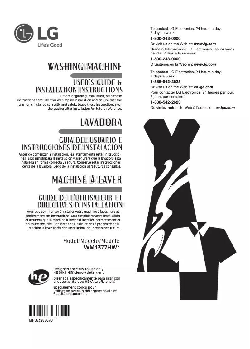 Image de la première page du manuel de l'appareil WM1377HW