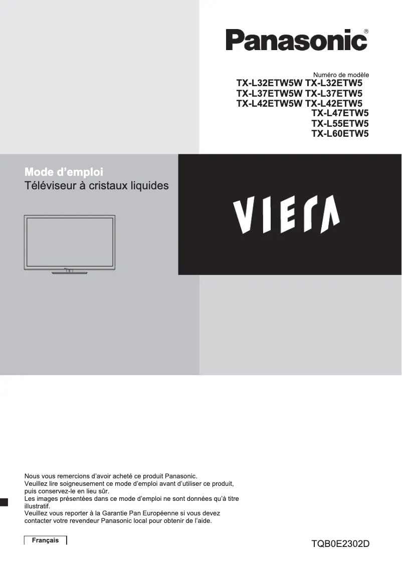 Page 1 de la notice Manuel utilisateur Panasonic Viera TX-L42ETW5W