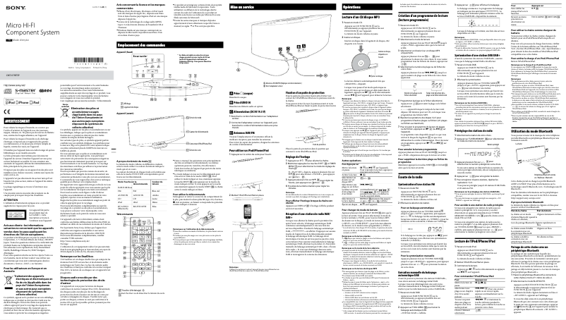 Page n°1 - Manuel utilisateur Sony CMT-V75BTiP