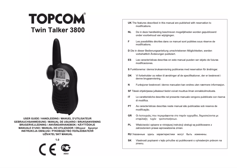 Image de la première page du manuel de l'appareil Twintalker 3800 Camouflage Pack