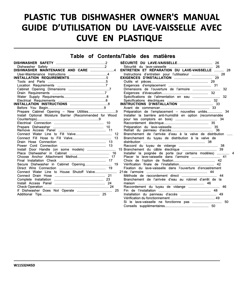 Page 1 de la notice Manuel utilisateur Whirlpool WDT540HAMZ