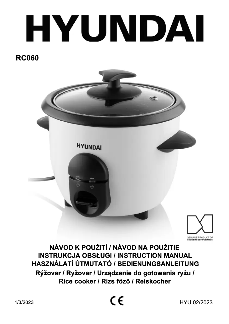 Page 1 de la notice Manuel utilisateur Hyundai RC 060