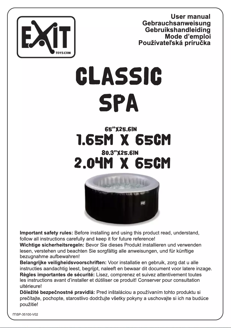 Page 1 de la notice Manuel utilisateur Exit Toys Classic spa