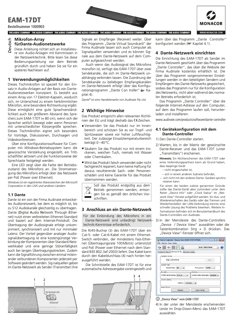 Page n°1 - Manuel utilisateur Monacor EAM-17DT