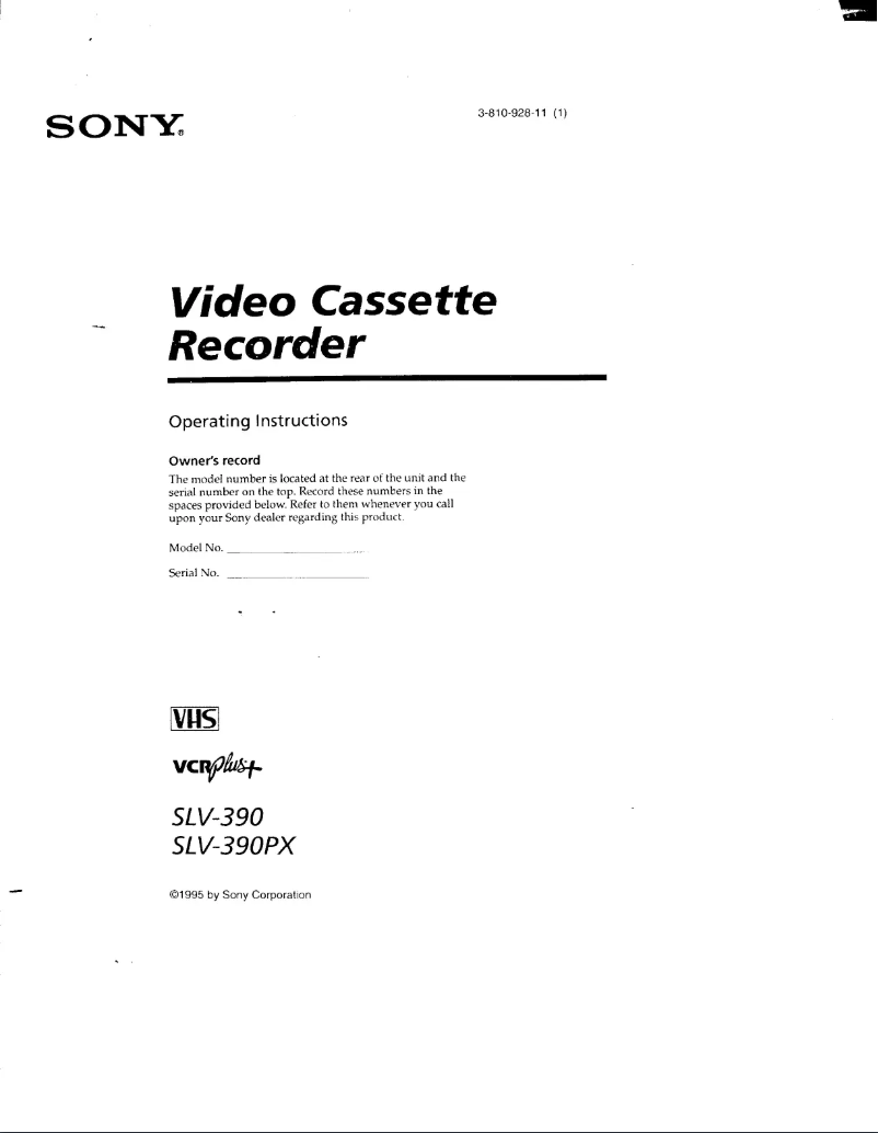 Image de la première page du manuel de l'appareil SLV-390